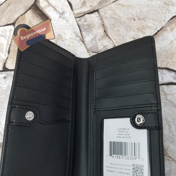 Staci Colorblock Large Slim Bifold Wallet in Nimbus Grey White Multi Kate Spade - Picture 3 of 7